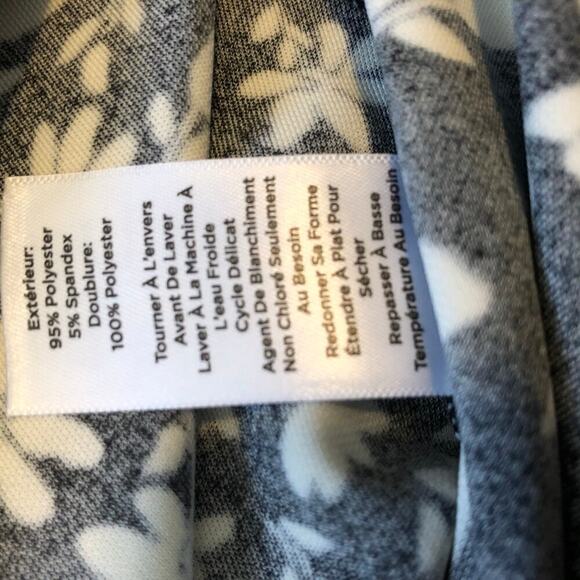 Talbots Womens Dress Sz MP Black White Floral Faux Wrap V-Neck 3/4 Sleeves - Picture 5 of 8